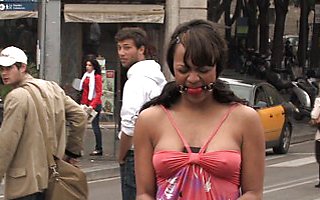 Brazillian slut fondled by strangers on the street