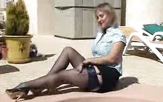 Mature in nylons