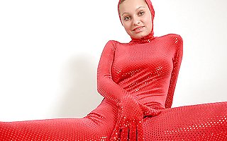 Sahra in red-blood spandex